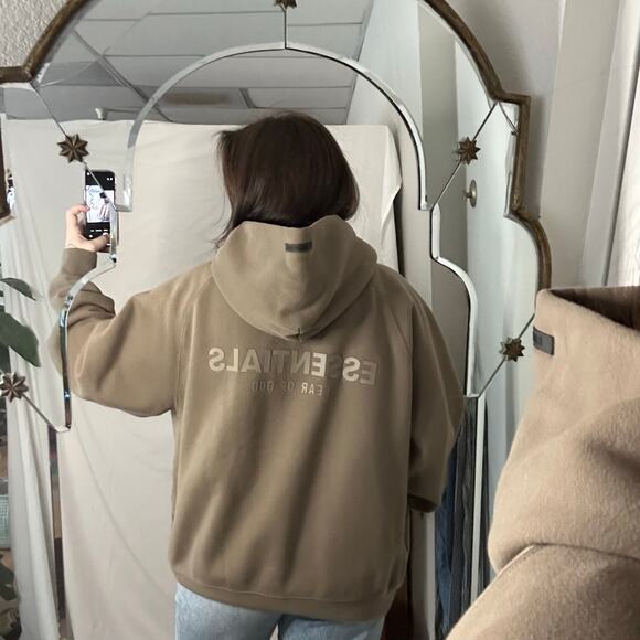 Essentials Fear of God Classic Pullover Hoodie Brown Size Large - Picture 3 of 5